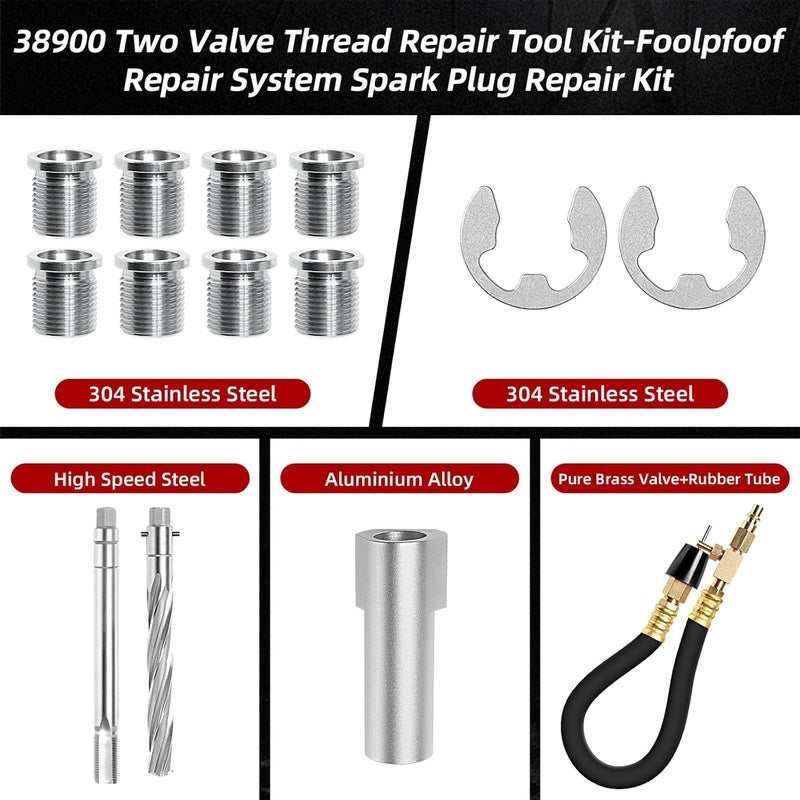 CLLOMAGY 38900 Two Valve Tool Kit for Ford Triton,Spark Plug Thread Repair Kit,Foolproof Spark Plug Repair System Compatible with Ford F150/250/350 E150/250/350 4.6L,5.4L,6.8L Two Valve Engine - Image 4
